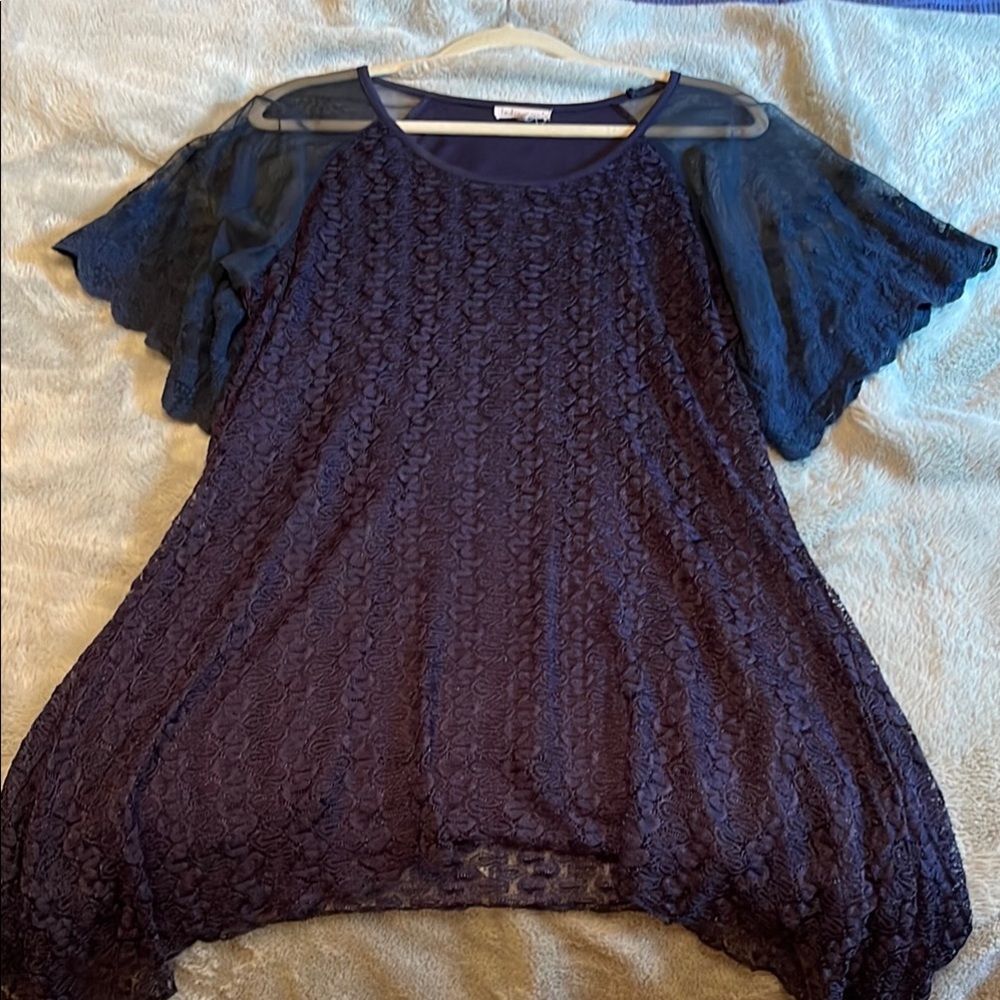 Elegant Navy Lace Women's Top